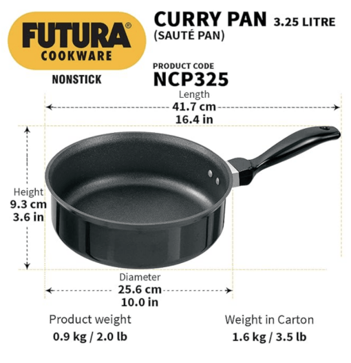 Hawkins Futura Nonstick Curry Pan (Saute Pan) 3.25 L, 24 cm, 3.25 mm (Black) - Image 2